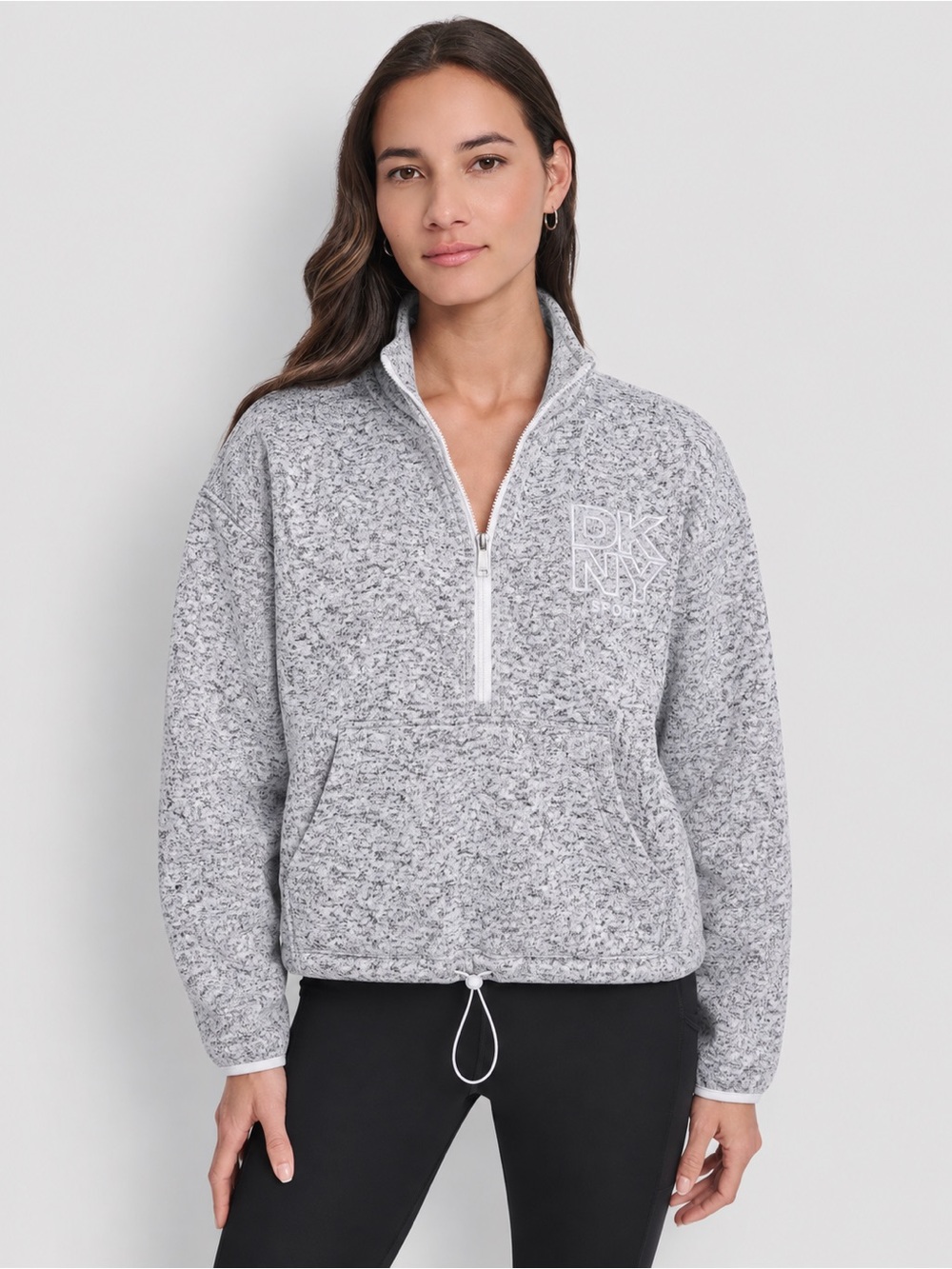NWT DKNY Sport Women’s Half Zip Logo Pullover Gray Heather XL